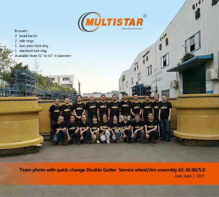 Team photo with quick-change Double Gutter Service wheel/rim assembly 63-36.00/5.0